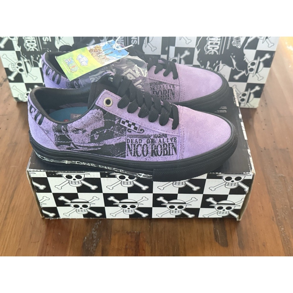 Vans One Piece Nico Robin Old Skool Purple Anime Shoes Womens 5/Youth 3.5 New